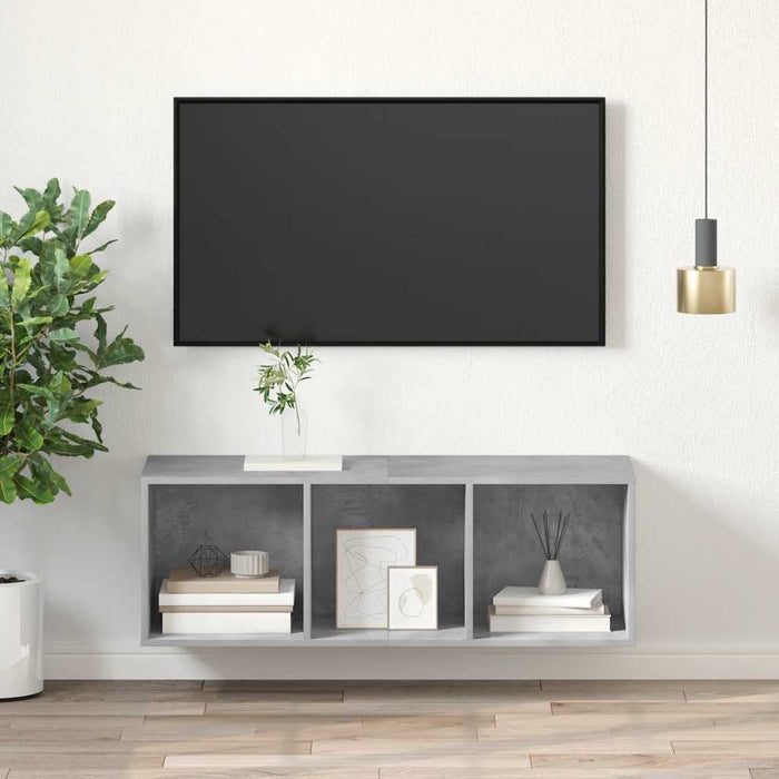 Dulap TV montat pe perete, gri beton, 37x37x107 cm, PAL - WALTI WALTI