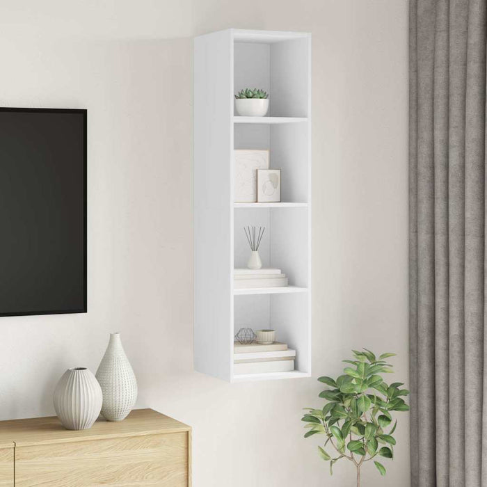 Dulap TV montat pe perete, alb, 37x37x142,5 cm, PAL - WALTI WALTI