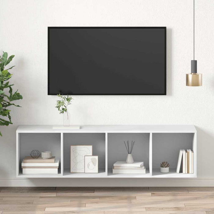 Dulap TV montat pe perete, alb, 37x37x142,5 cm, PAL - WALTI WALTI