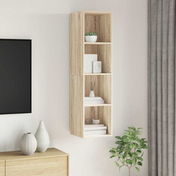 Dulap TV montat pe perete, stejar Sonoma, 37x37x142,5 cm, PAL - WALTI WALTI