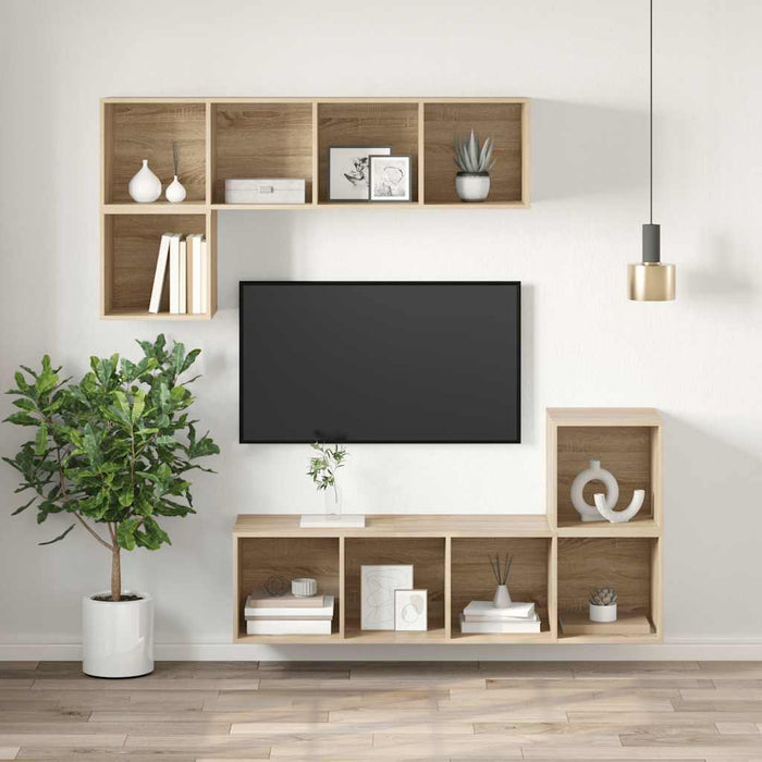 Dulap TV montat pe perete, stejar Sonoma, 37x37x142,5 cm, PAL - WALTI WALTI