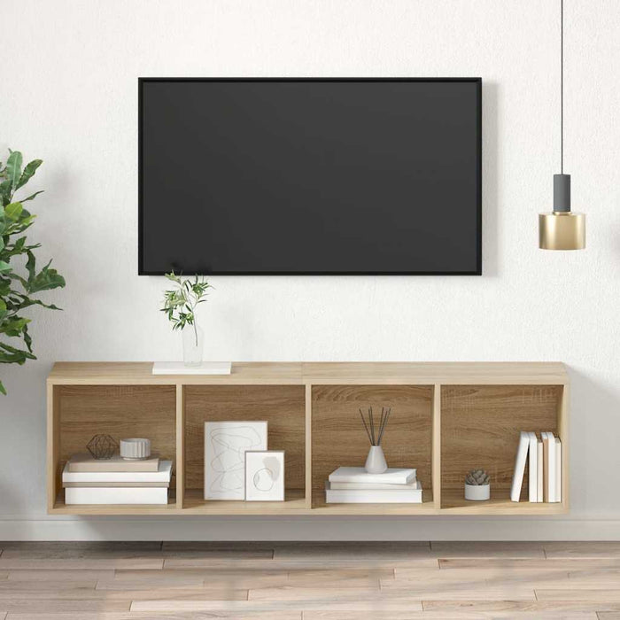 Dulap TV montat pe perete, stejar Sonoma, 37x37x142,5 cm, PAL - WALTI WALTI