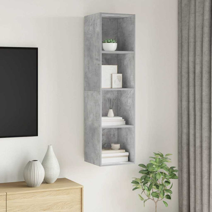 Dulap TV montat pe perete, gri beton, 37x37x142,5 cm, PAL - WALTI WALTI