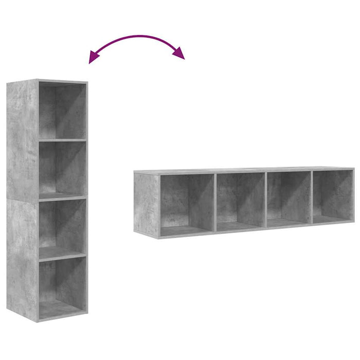 Dulap TV montat pe perete, gri beton, 37x37x142,5 cm, PAL - WALTI WALTI