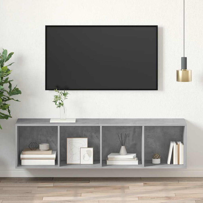 Dulap TV montat pe perete, gri beton, 37x37x142,5 cm, PAL - WALTI WALTI