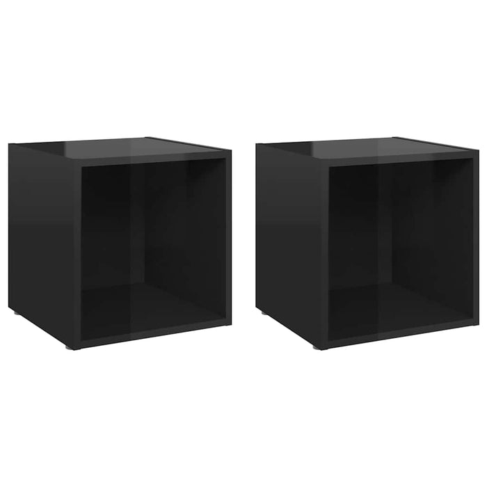 Comode TV, 2 buc., negru extralucios, 37x35x37 cm, PAL WALTI