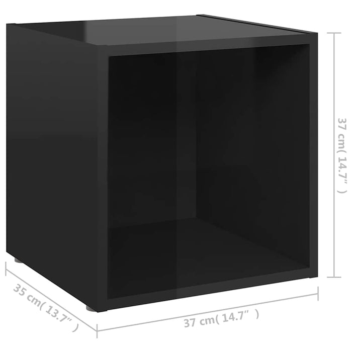 Comode TV, 2 buc., negru extralucios, 37x35x37 cm, PAL WALTI