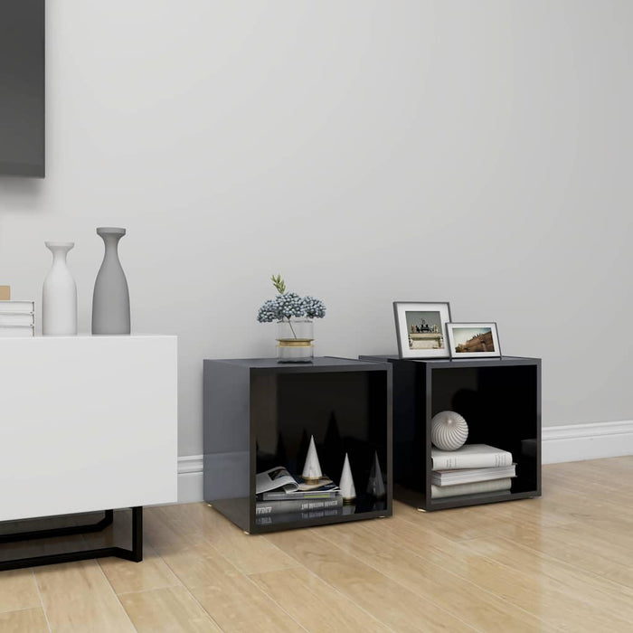 Comode TV, 2 buc., negru extralucios, 37x35x37 cm, PAL WALTI