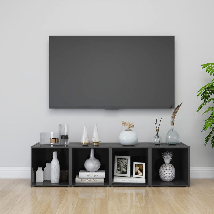 Comode TV, 4 buc., gri extralucios, 37x35x37 cm, PAL - WALTI WALTI