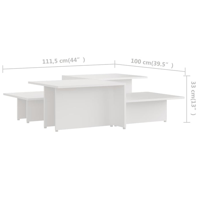 Mese de cafea, 2 buc., alb, 111,5x50x33 cm, lemn compozit - WALTI WALTI