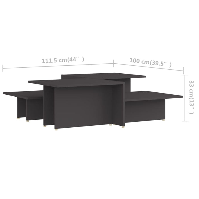 Mese de cafea, 2 buc., gri, 111,5x50x33 cm, lemn compozit - WALTI WALTI