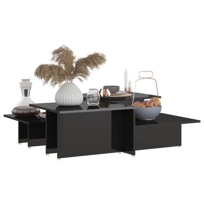 Mese cafea 2 buc negru extralucios 111,5x50x33 cm lemn compozit - WALTI WALTI