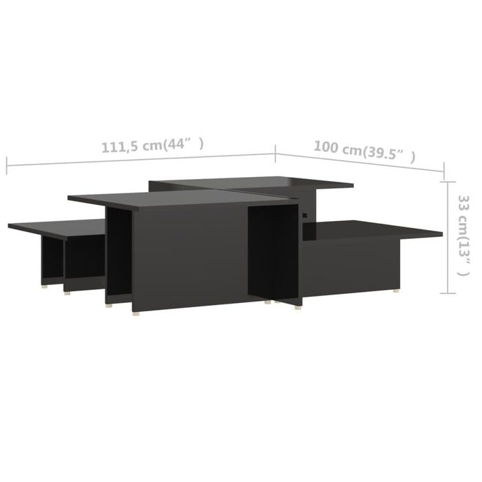 Mese cafea 2 buc negru extralucios 111,5x50x33 cm lemn compozit - WALTI WALTI