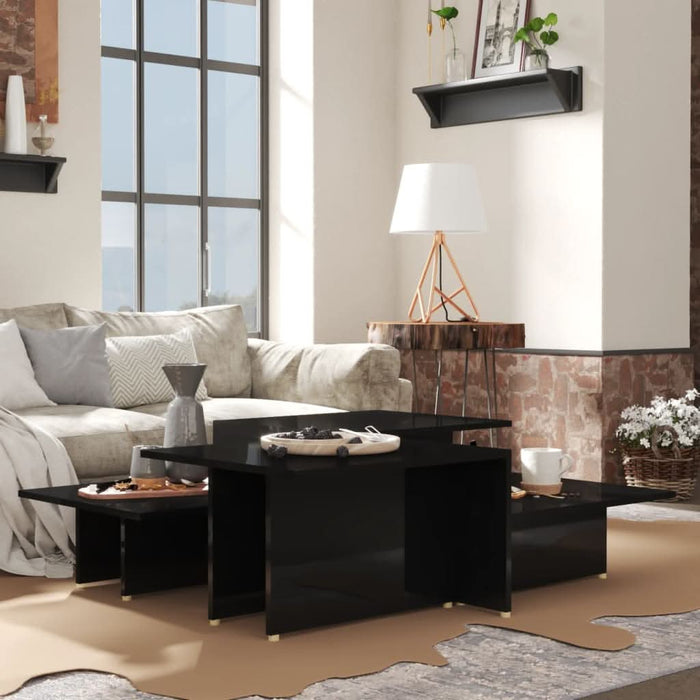 Mese cafea 2 buc negru extralucios 111,5x50x33 cm lemn compozit - WALTI WALTI