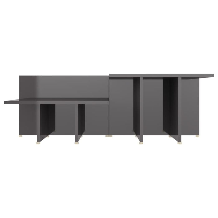 Mese cafea 2 buc. gri extralucios 111,5x50x33 cm lemn compozit - WALTI WALTI