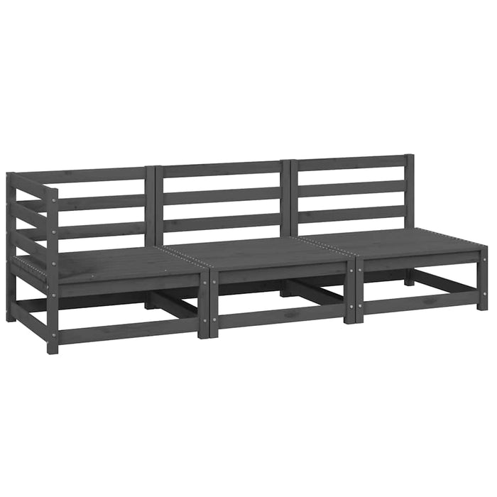 Set mobilier de grădină, 3 piese, gri, lemn masiv de pin WALTI