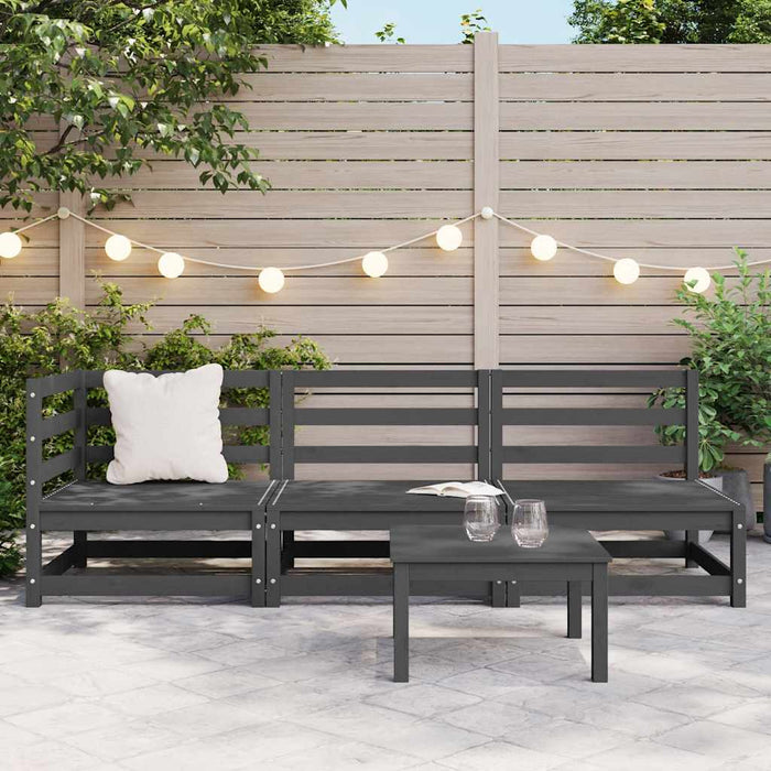 Set mobilier de grădină, 3 piese, gri, lemn masiv de pin WALTI