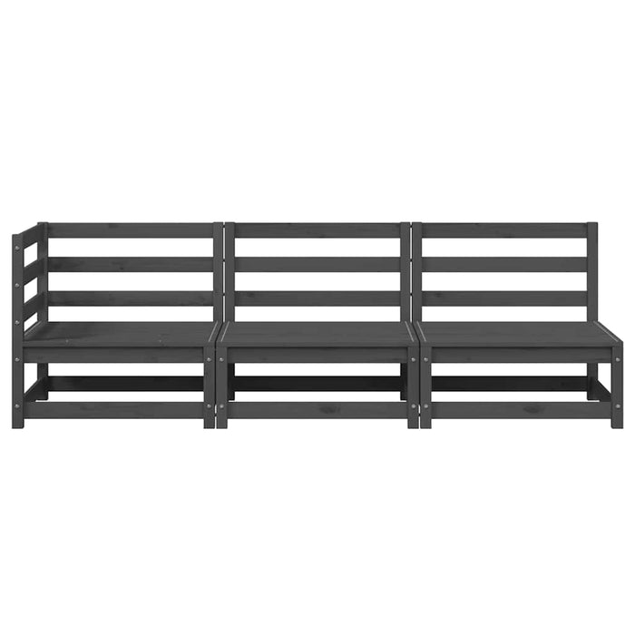 Set mobilier de grădină, 3 piese, gri, lemn masiv de pin WALTI