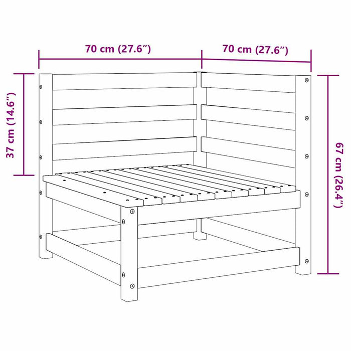 Set mobilier de grădină, 3 piese, maro miere, lemn masiv de pin WALTI