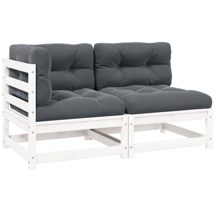 Set mobilier de grădină cu perne, 2 piese, alb, lemn masiv pin - WALTI WALTI