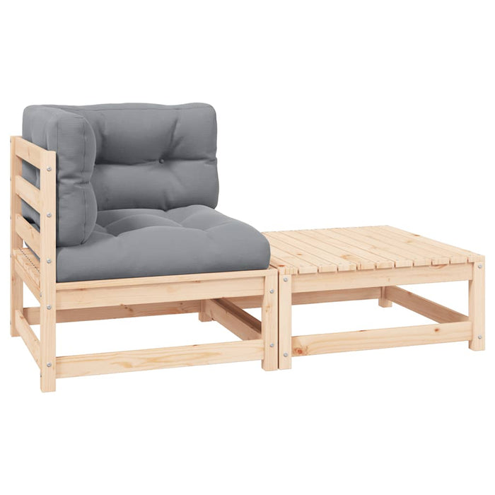 Set mobilier grădină cu perne, 2 piese, lemn masiv de pin - WALTI WALTI