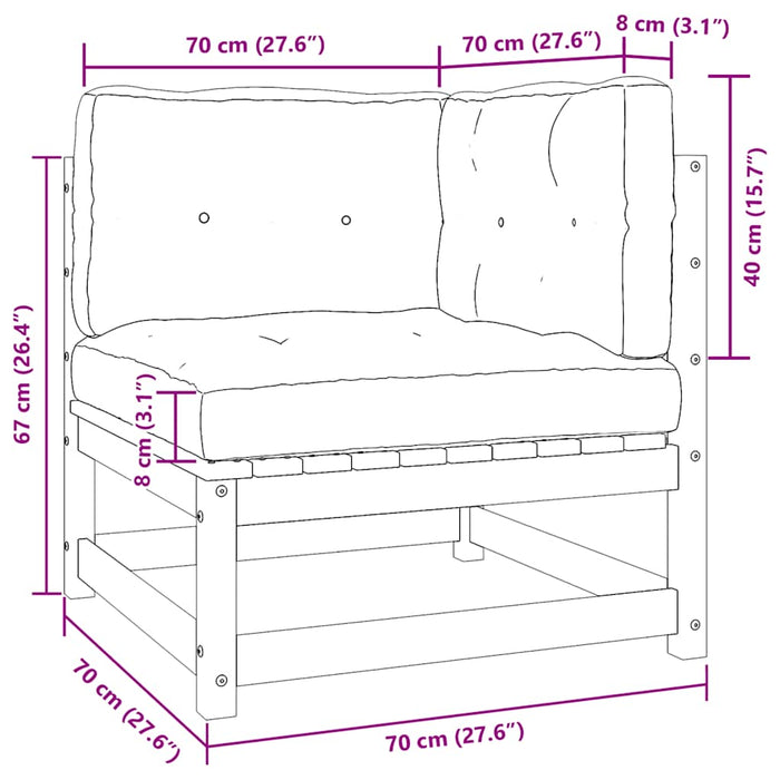 Set mobilier grădină cu perne, 2 piese, negru, lemn masiv pin WALTI