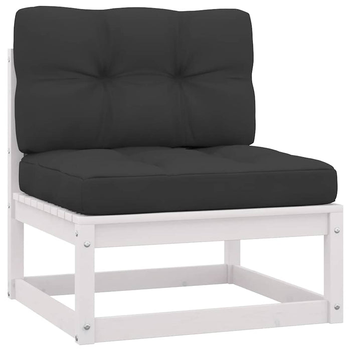 Set mobilier de grădină cu perne, 2 piese, alb, lemn masiv pin - WALTI WALTI