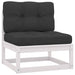 Set mobilier de grădină cu perne, 2 piese, alb, lemn masiv pin - WALTI WALTI