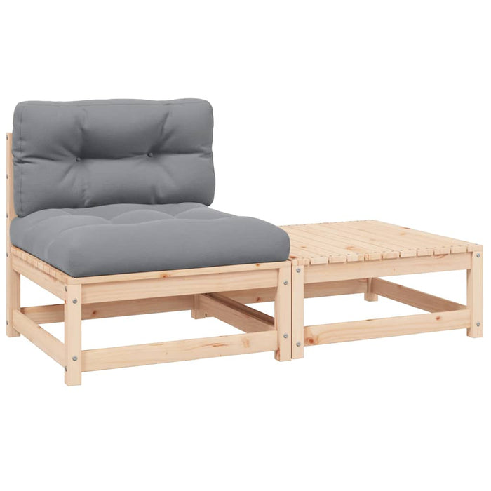Set mobilier grădină cu perne, 2 piese, lemn masiv de pin - WALTI WALTI