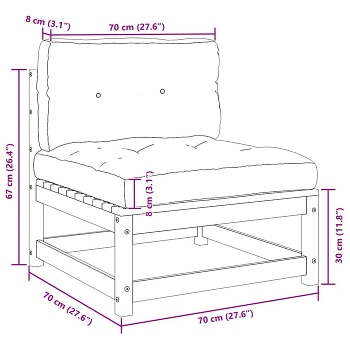 Set mobilier de grădină cu perne, 2 piese, gri, lemn masiv pin WALTI