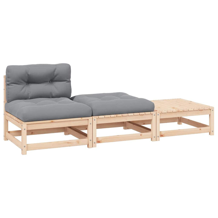 Set mobilier grădină cu perne, 3 piese, lemn masiv de pin - WALTI WALTI