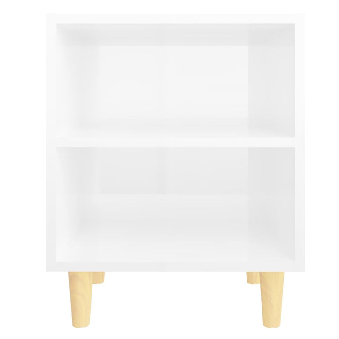 Noptiere cu picioare lemn, 2 buc, alb extralucios, 40x30x50 cm - WALTI WALTI
