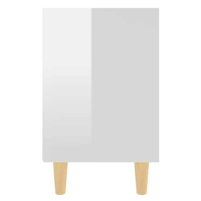 Noptiere cu picioare lemn, 2 buc, alb extralucios, 40x30x50 cm - WALTI WALTI