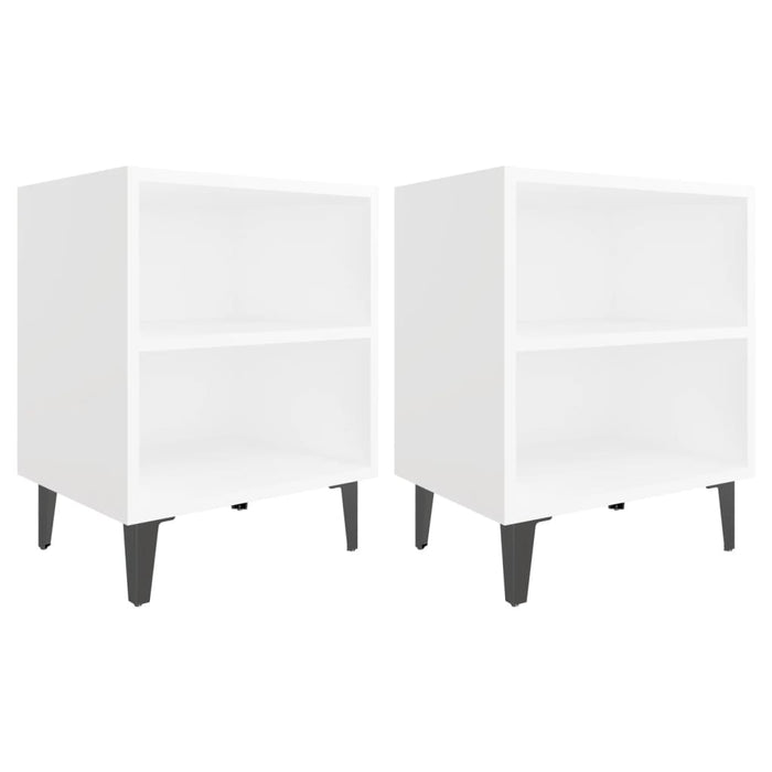 Noptiere cu picioare metalice, 2 buc, alb, 40x30x50 cm - WALTI WALTI