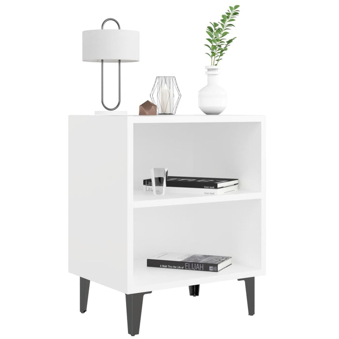 Noptiere cu picioare metalice, 2 buc, alb, 40x30x50 cm - WALTI WALTI