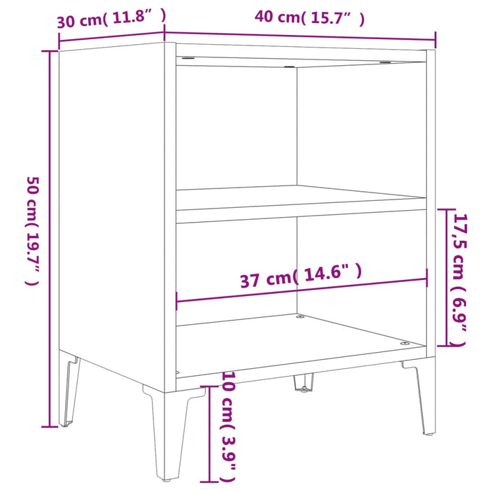 Noptieră cu picioare metalice, gri beton, 40x30x50 cm - WALTI WALTI