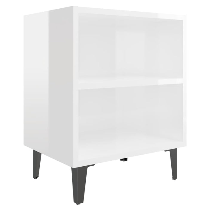 Noptiere, picioare metalice, 2 buc. alb extralucios 40x30x50 cm - WALTI WALTI