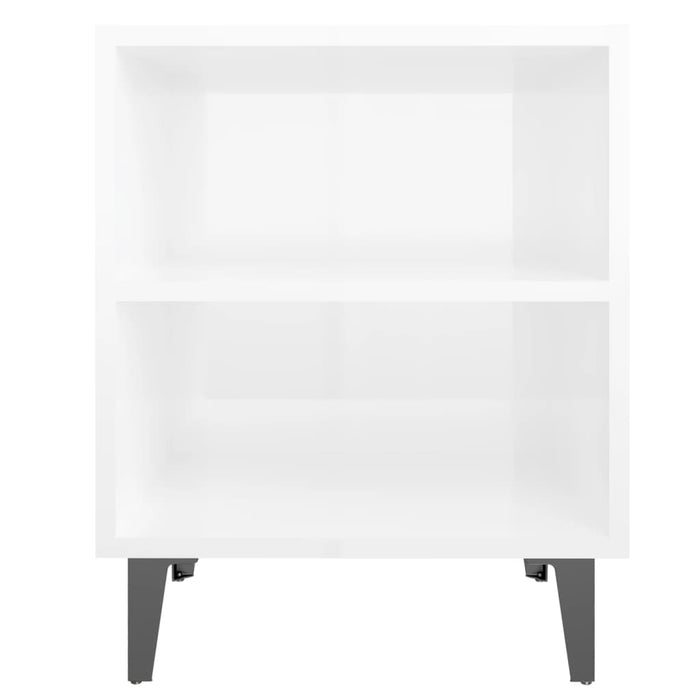 Noptiere, picioare metalice, 2 buc. alb extralucios 40x30x50 cm - WALTI WALTI