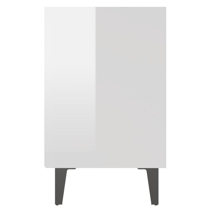 Noptiere, picioare metalice, 2 buc. alb extralucios 40x30x50 cm - WALTI WALTI