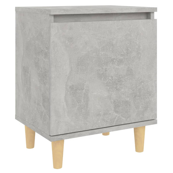 Noptieră cu picioare din lemn masiv, gri beton, 40x30x50 cm - WALTI WALTI