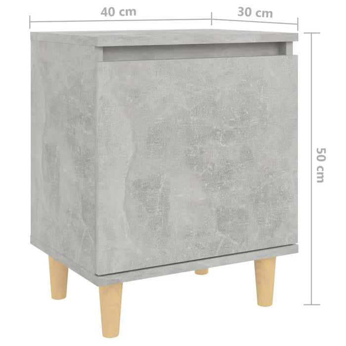 Noptieră cu picioare din lemn masiv, gri beton, 40x30x50 cm - WALTI WALTI
