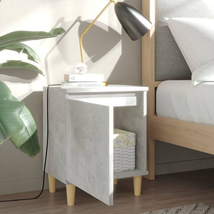 Noptiere cu picioare lemn masiv, 2 buc., gri beton, 40x30x50 cm - WALTI WALTI