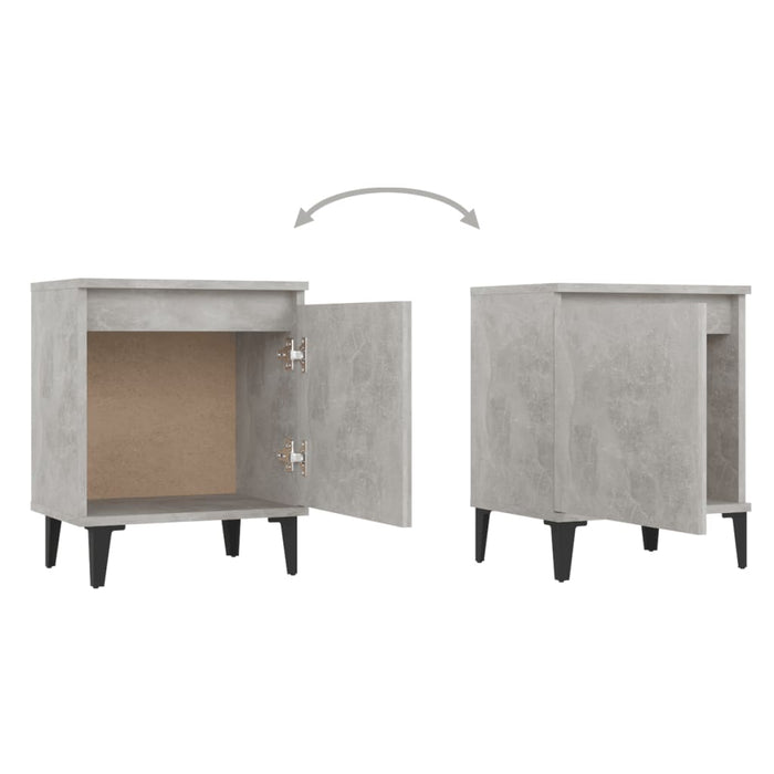 Noptieră cu picioare metalice, gri beton, 40x30x50 cm - WALTI WALTI