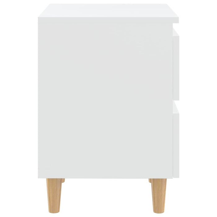 Noptiere cu picioare lemn masiv pin, 2 buc., alb, 40x35x50 cm - WALTI WALTI