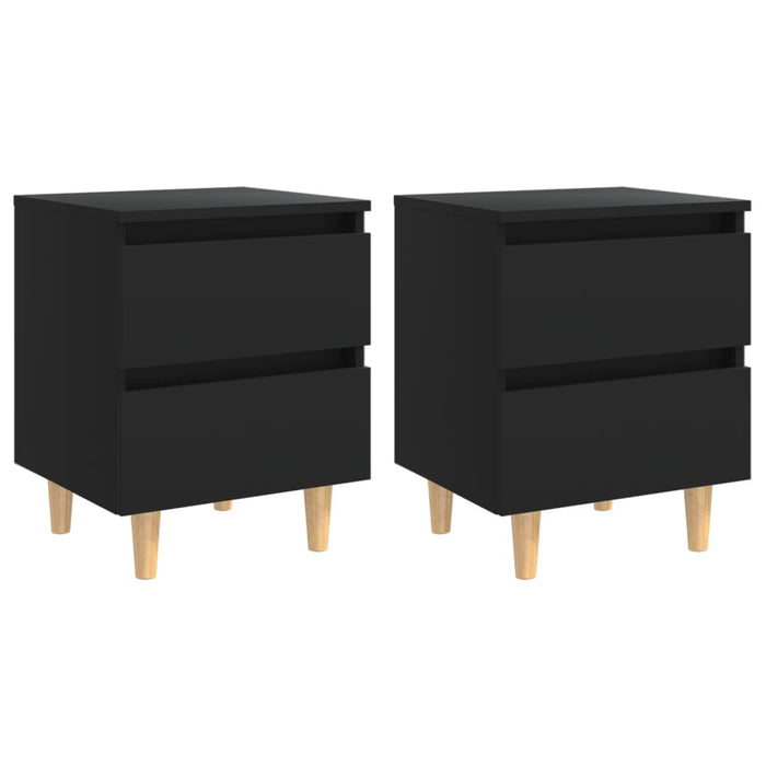 Noptiere cu picioare lemn masiv pin, 2 buc., negru, 40x35x50 cm WALTI