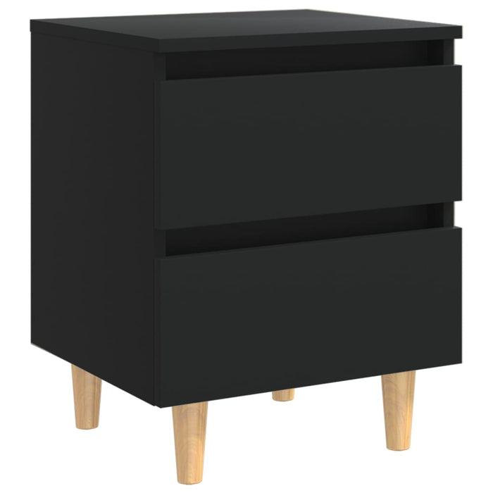Noptiere cu picioare lemn masiv pin, 2 buc., negru, 40x35x50 cm WALTI