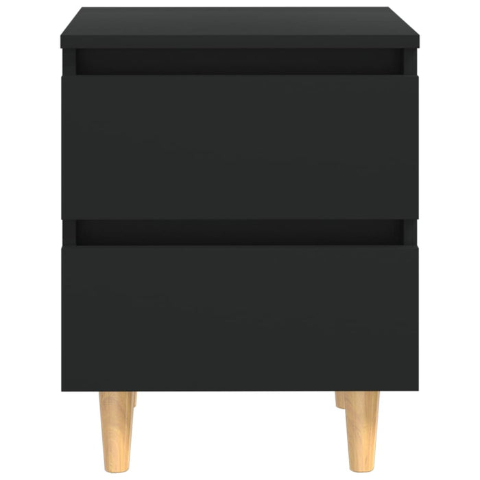 Noptiere cu picioare lemn masiv pin, 2 buc., negru, 40x35x50 cm WALTI