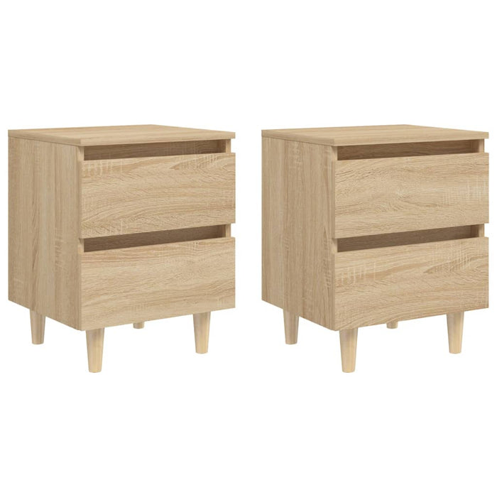 Noptiere picioare lemn masiv pin 2 buc stejar sonoma 40x35x50cm - WALTI WALTI