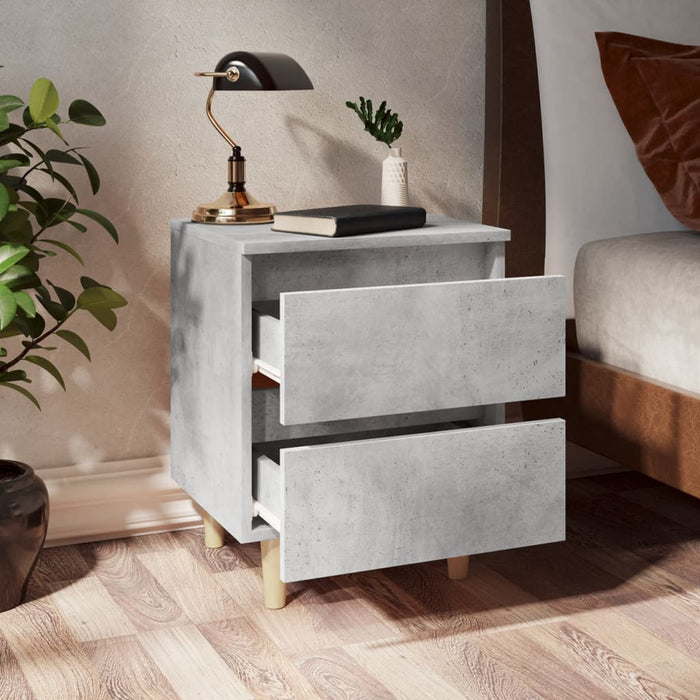 Noptieră cu picioare din lemn masiv pin, gri beton, 40x35x50 cm - WALTI WALTI