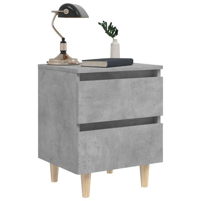 Noptieră cu picioare din lemn masiv pin, gri beton, 40x35x50 cm - WALTI WALTI